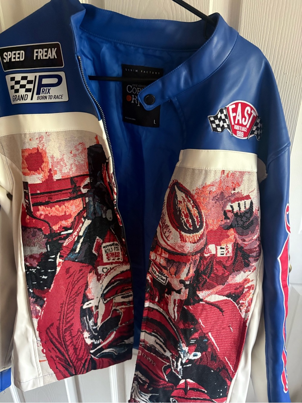 Kids Blue and Red Racing Graphic Jacket